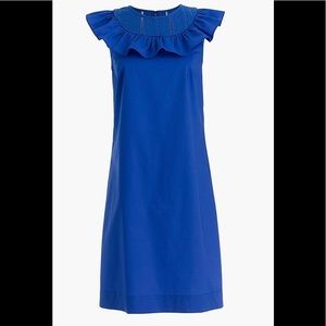 J. Crew Ruffle Neck Blue Dress